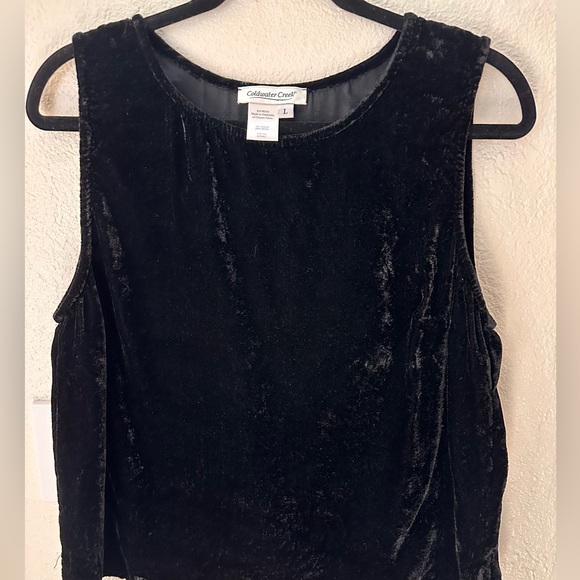ColdWater Creek, women’s, black, velvet, tank. Size Large. - Picture 3 of 8